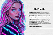 150 Anime Female Head Stamps, a Brush Add-On by Selentaori Studio (Thumbnail 4 of 11)