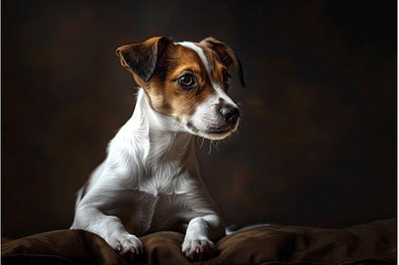 Pensive jack russell terrier on dark, an Animal Photo by Ylivdesign