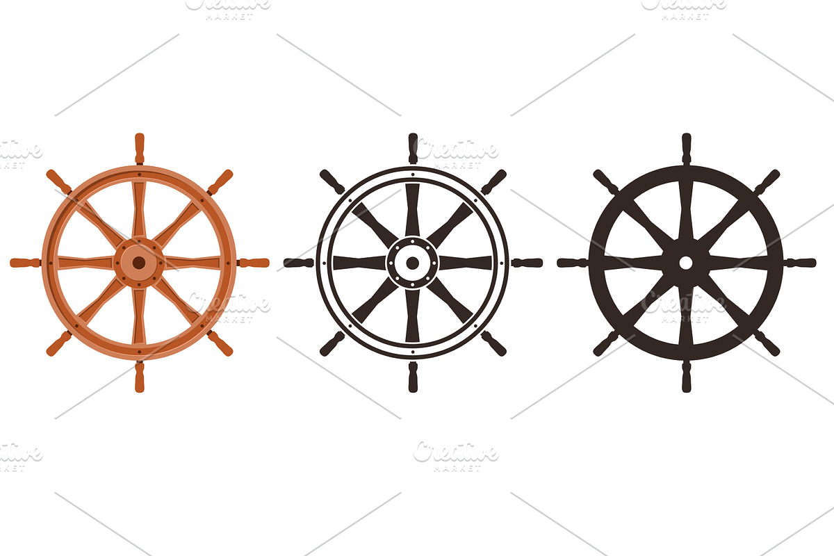 Old nautical wooden helm. Sailing, a Transportation Illustration by Vectorbuum