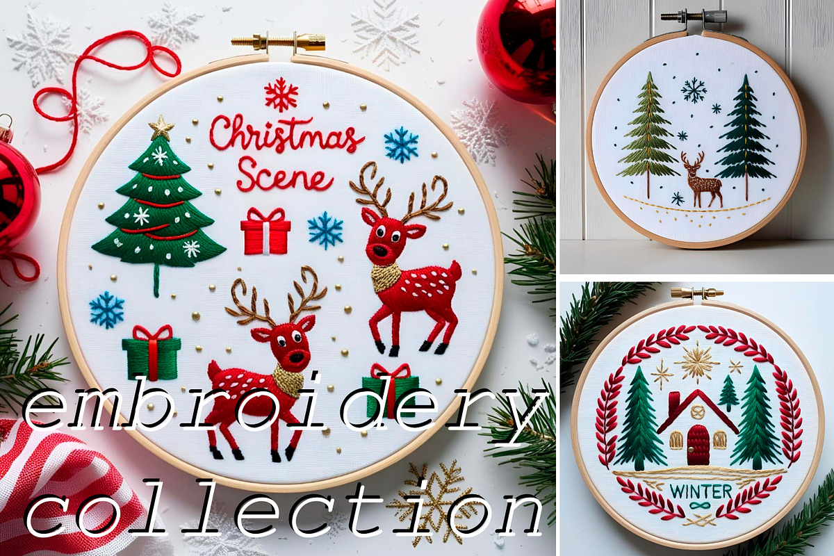SET Winter Embroidery Handmade, a Background Graphic by IrySha (Photo 1 of 7)