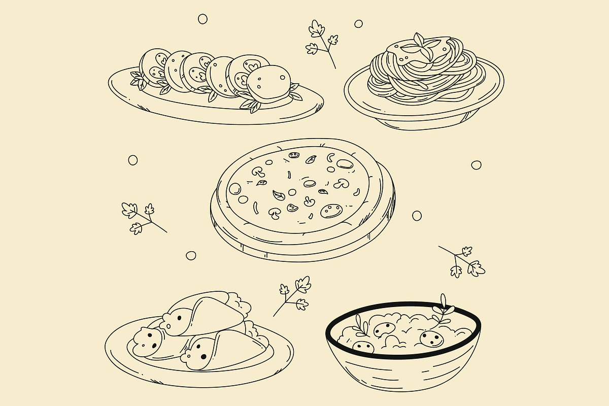 Cream Italian Food Menu Illustration, a Food Illustration by graphicook