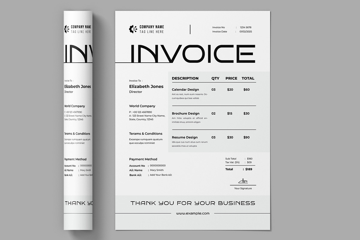 Elegant Black Professional Invoice, a Stationery Template by ContestDesign (Photo 2 of 2)