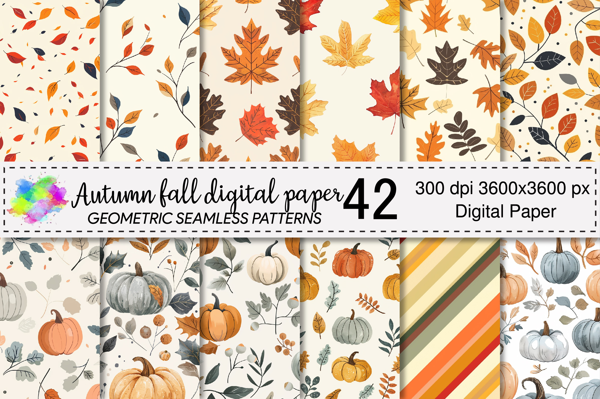Fall Leaf Seamless Digital Paper, a Pattern Graphic by Canvas Craft