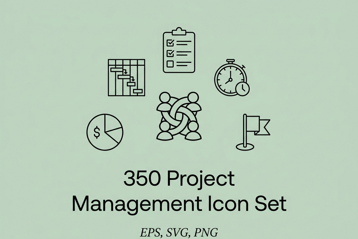 350 Project Management Icons, an Outline Icon by adenpinkstore (Photo 1 of 14)