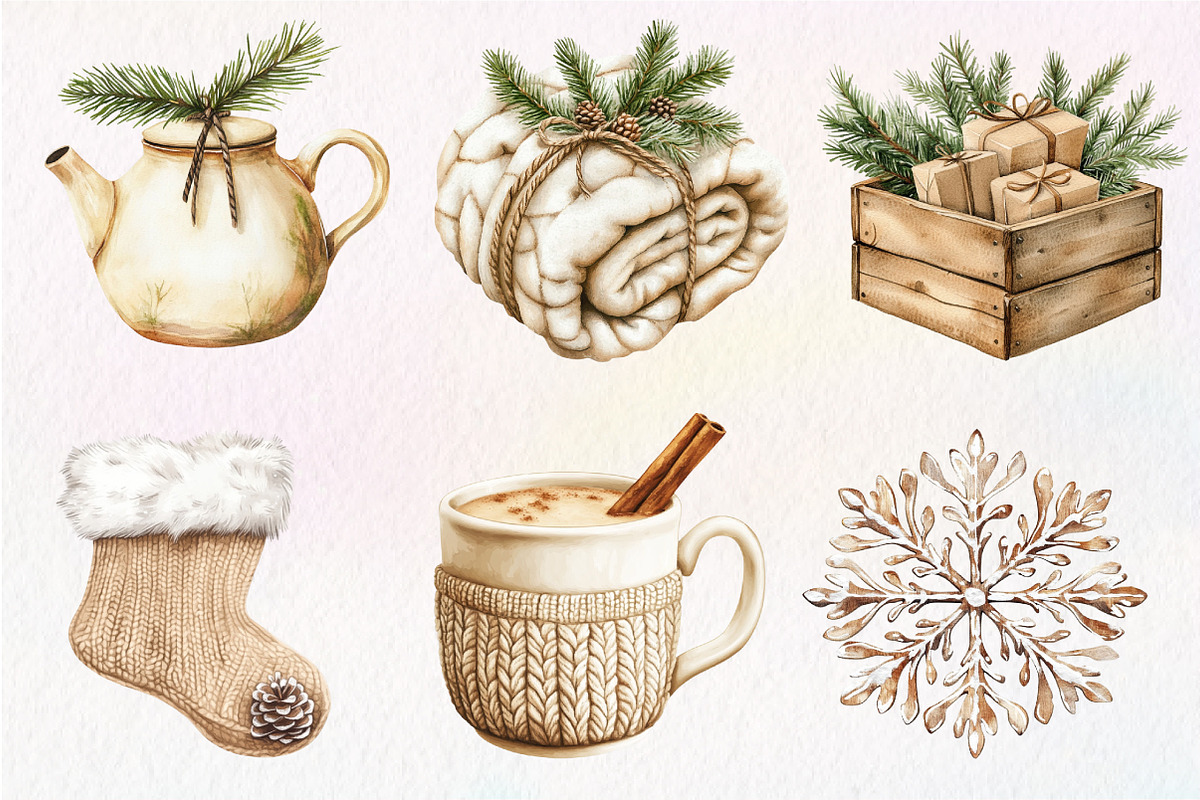 Neutral Christmas Clipart Bundle, an Illustration by Dream Creation (Photo 2 of 7)
