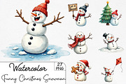 Funny Christmas Snowman Clipart Bund, an Illustration by CrexoraLab (Thumbnail 1 of 5)