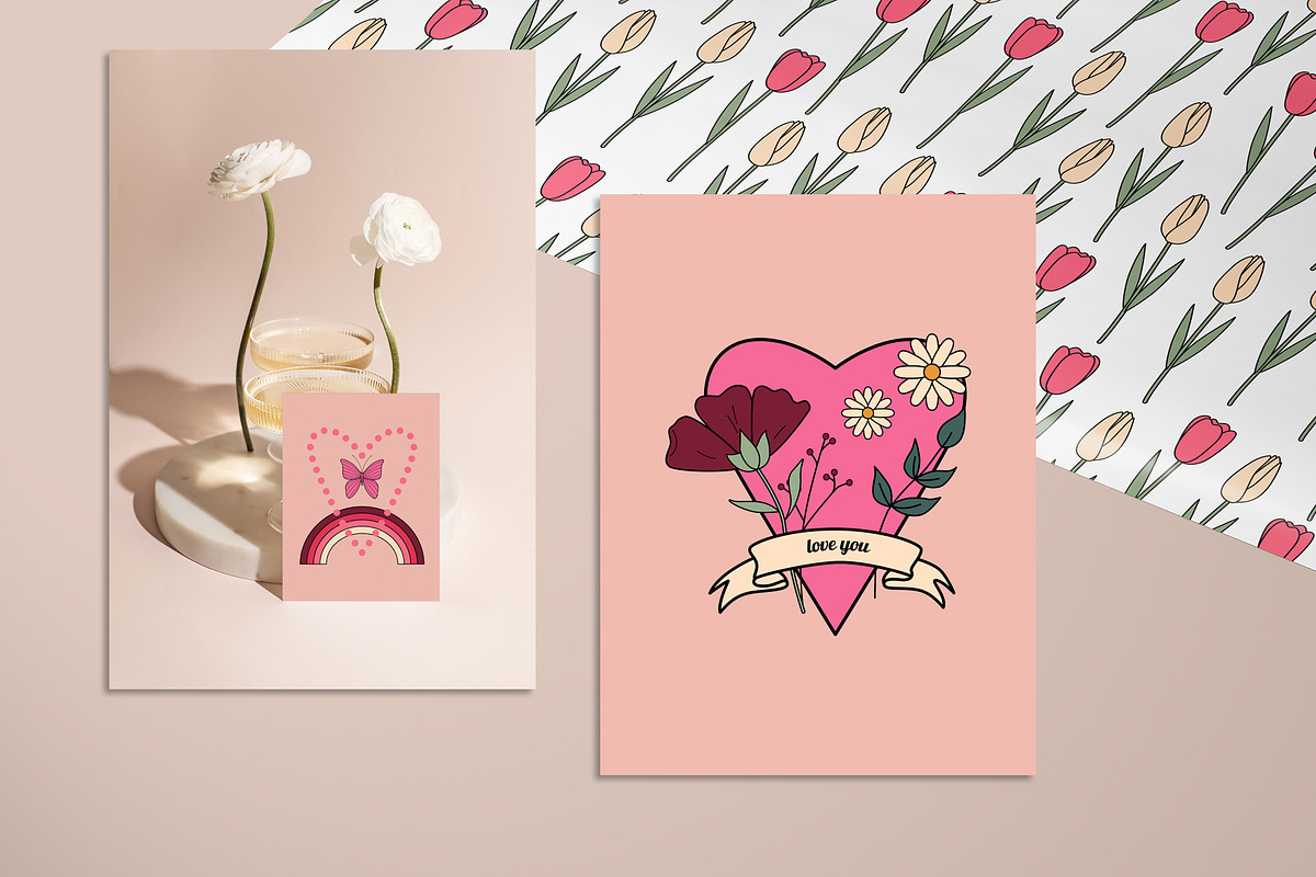 Vintage Valentine's Day. Retro 70s., an Object Graphic by Sofico (Photo 9 of 16)