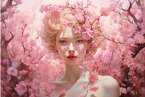 Feminine Pink Garden Woman. Generate