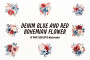 Denim Blue and Red Cream Flower, an Object Illustration by New-School-Wave (Thumbnail 1 of 5)