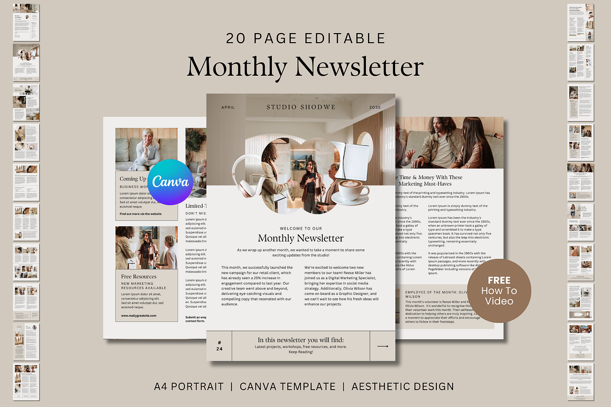 20 page Monthly Newsletter Template, a Marketing Template by Rise and Roar Design (Photo 1 of 9)