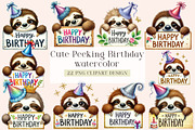 Peeking Birthday Animal Clipart Bund, an Illustration by DreamArtGraphic (Thumbnail 1 of 4)