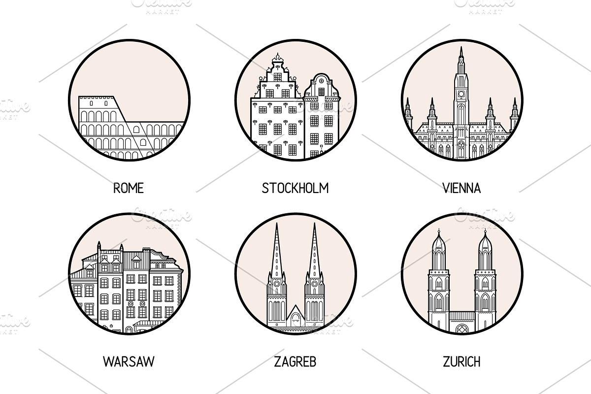 Icons of 30 European cities, a Work Illustration by TheMountBirdStudio (Photo 7 of 9)