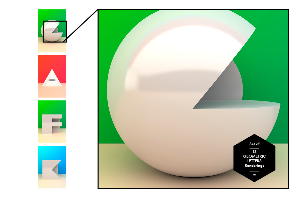 Set of 13 Geometric Letters A-M, a Background Graphic by helloSG (Photo 2 of 2)
