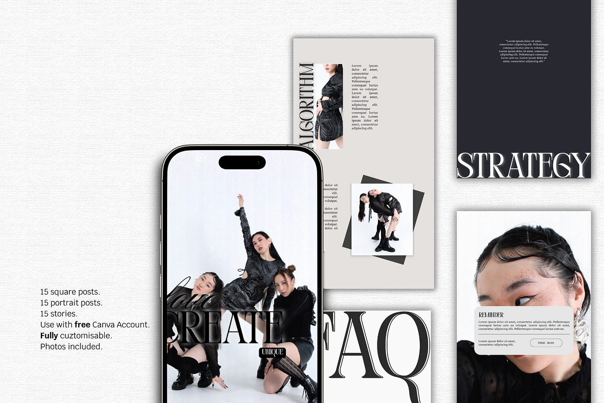 Bold Black Canva Instagram Kit, a Social Media Template by Lumisse Studio (Photo 9 of 10)