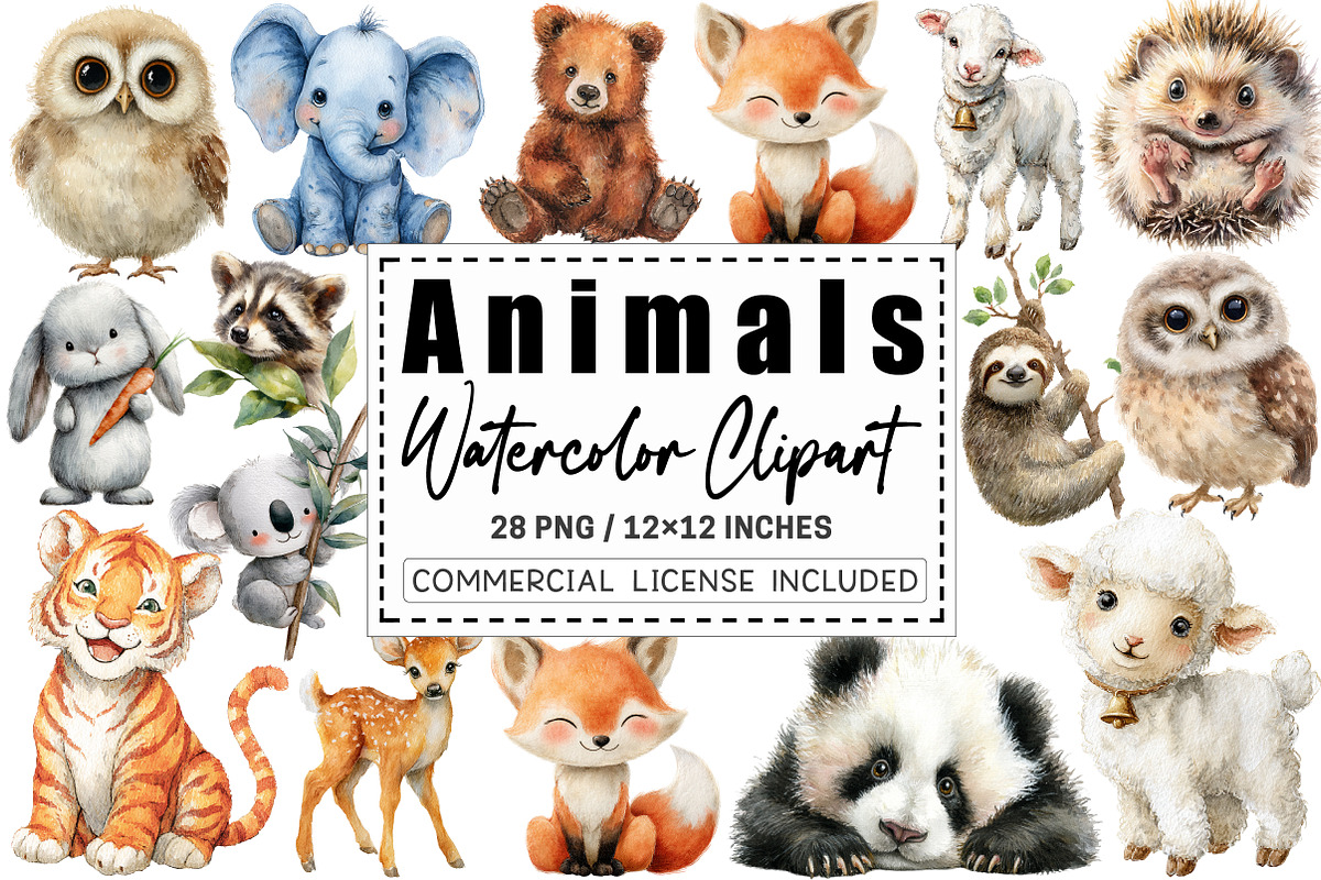 Cute Animals Clipart, a Graphic by CitraGraphics (Photo 1 of 4)