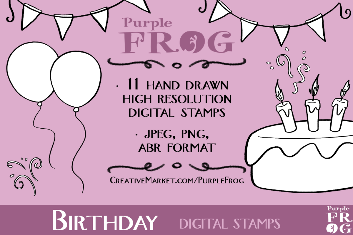 BIRTHDAY - Digital Stamps / Brushes, an Outline Icon by Purple Frog (Photo 2 of 2)