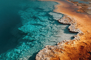 Coastal view of clear water and land, a Photo by Beautiful things