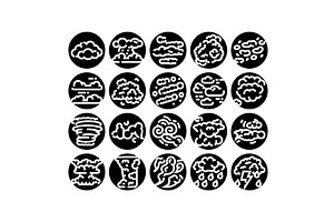 Weather phenomenon icons set showing, an Object Illustration by pikepicture