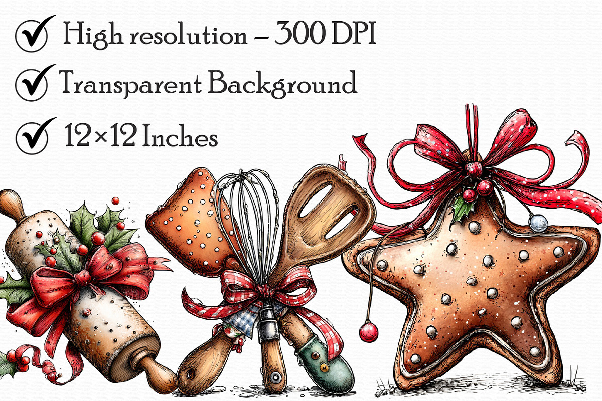 Whimsical Holiday Baking Clipart Bun, an Illustration by Libby Wishes (Photo 6 of 7)
