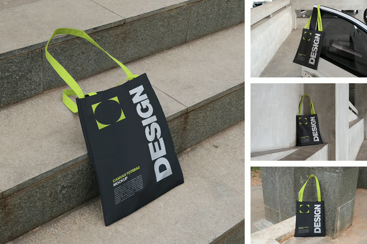 Tote Bags Mockup, a Merchandise Mockup by FOURTY SIX VALLEY