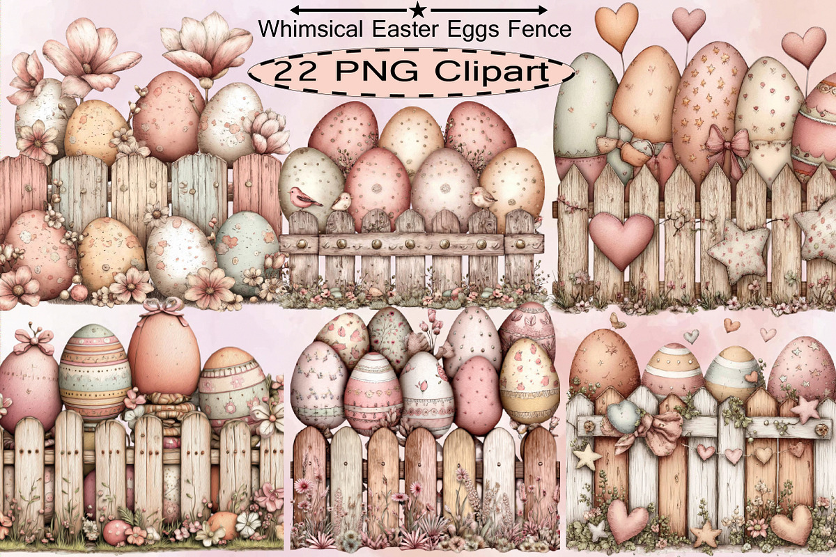 Whimsical Easter Eggs Fence Clipart, an Illustration by SVGArt (Photo 1 of 7)