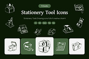 Stationery Tools Drawing Art Set, an Outline Icon by Vectors Market (Thumbnail 1 of 8)