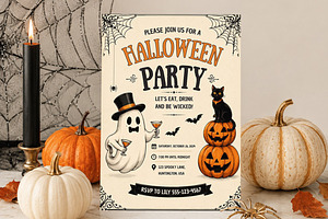 Vintage Halloween Party Invite, an Invitation Template by Arslan