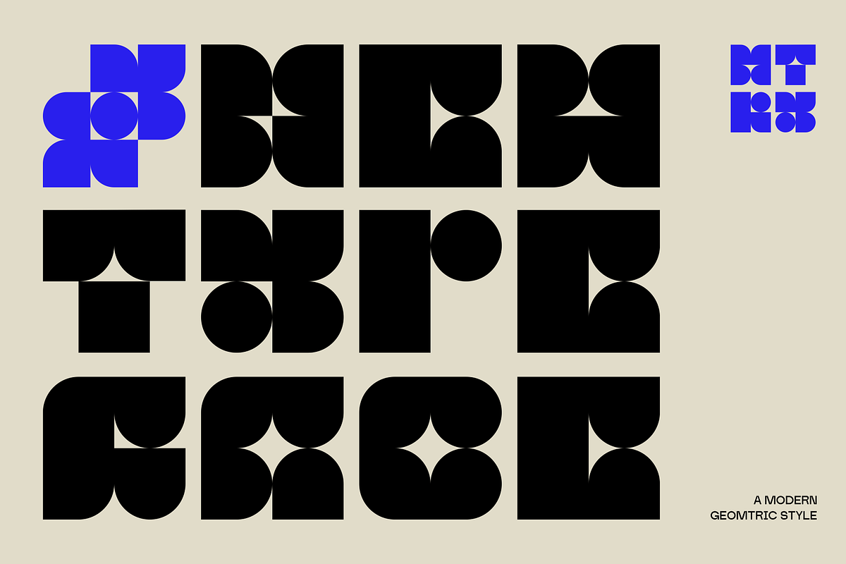 Mtry - Geometric Experimental, a Sans Serif Font by Marvadesign (Photo 2 of 10)