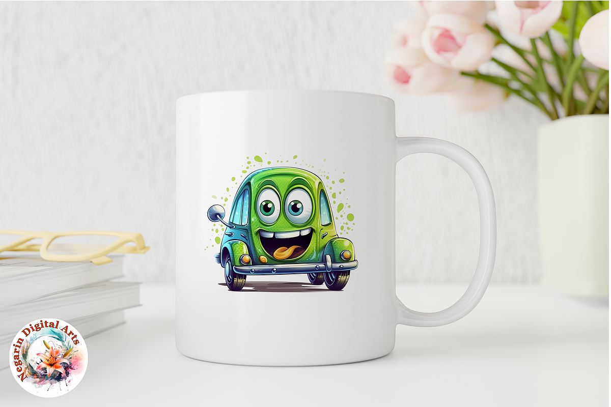 Watercolor Cute Little Cars Cliparts, a Background Graphic by Negarin Digital Art (Photo 6 of 11)