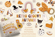 Retro clipart & pattern BUNDLE, a Graphic by Cozy pattern shop (Thumbnail 2 of 5)