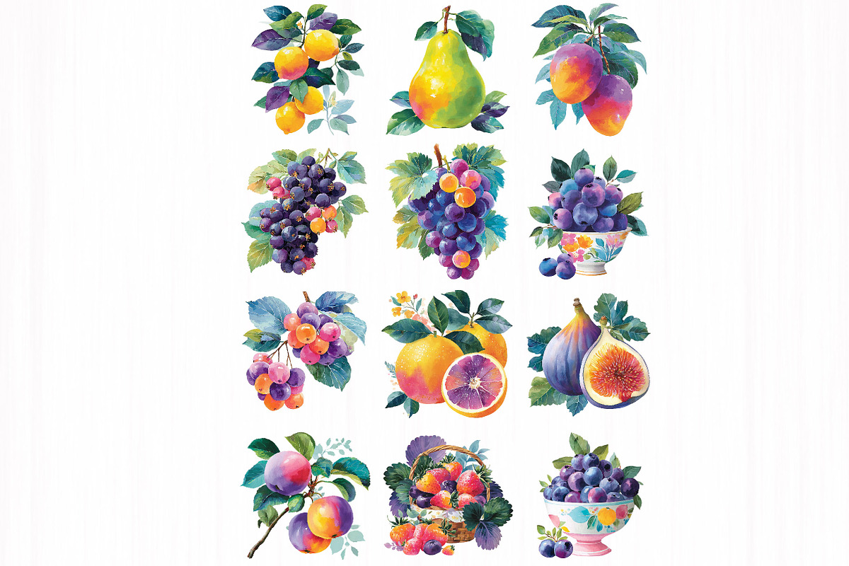 Fruit watercolor clipart set, an Object Illustration by DreamCafeArt (Photo 4 of 6)