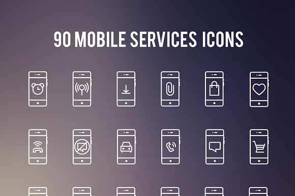90 Mobile Services Line Iconset