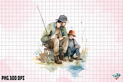 Retro Daddy Fishing Watercolor, an Illustration by Gemstone (Thumbnail 3 of 6)