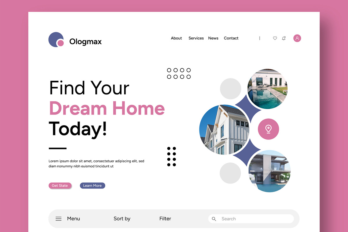 Real Estate Landing Page Layout, an UI Kit Template by CreativeShaper (Photo 2 of 5)