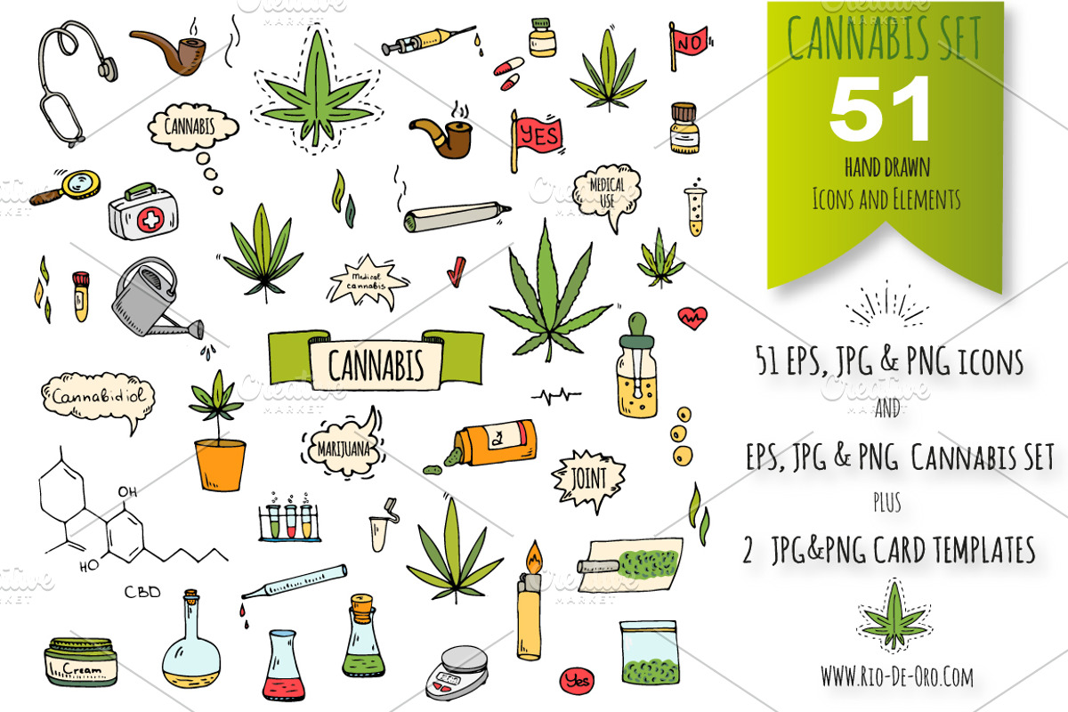 51 CANNABIS hand drawn elements!, an Outline Icon by Natasha-Pankina.com (Photo 1 of 2)