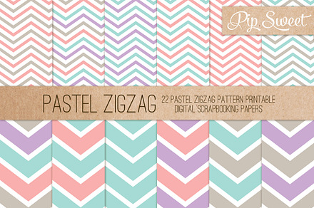 Pastel Zigzag 22 Pattern Set