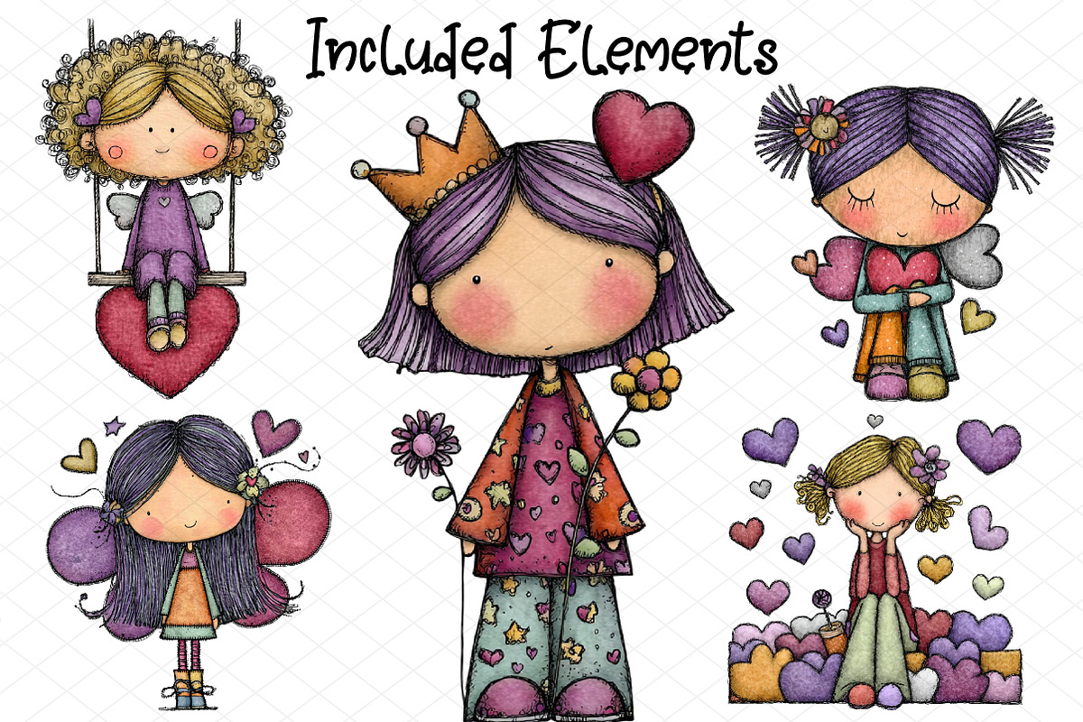 Whimsical Valentine Fairy Girl Clipa, an Illustration by cherrydesign (Photo 2 of 4)