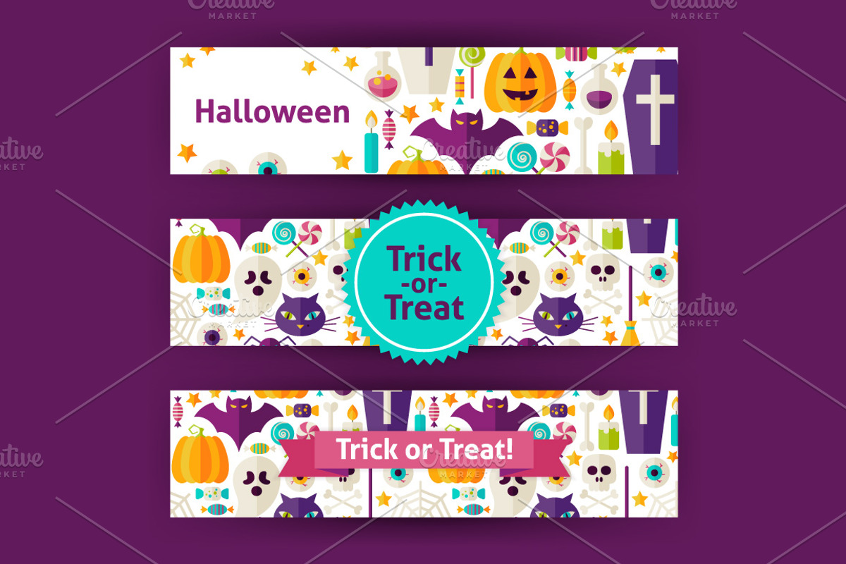 Halloween Party Vector Flat Banners, a Flyer Template by Anna_leni (Photo 6 of 6)
