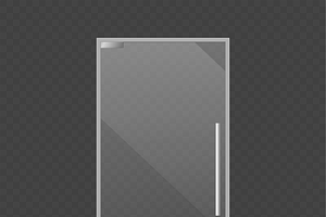 Realistic Closed Glass Door. Exterio