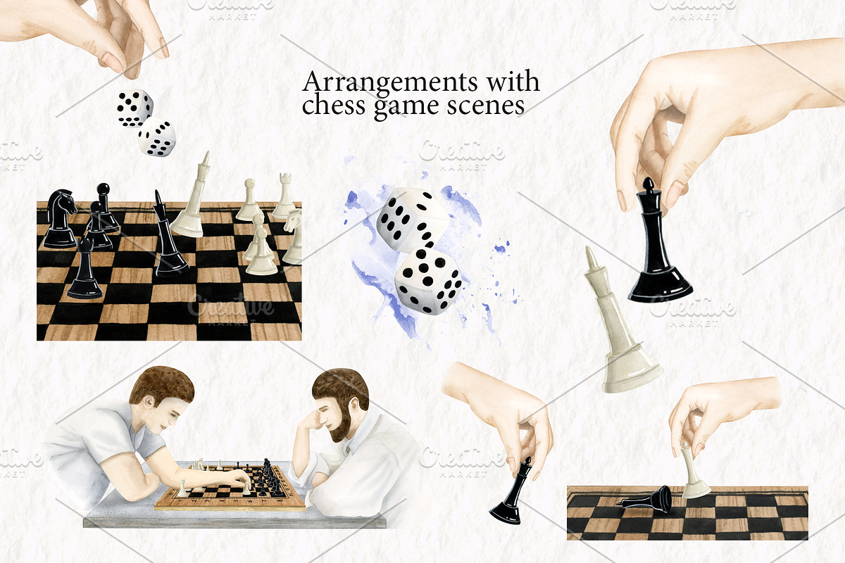 Chess Checkers Backgammon Clipart, a Sport Illustration by Elena Malgina Clipart (Photo 6 of 11)