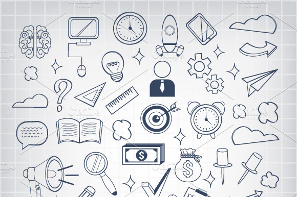 Vector Business Doodles Icons Set preview 3