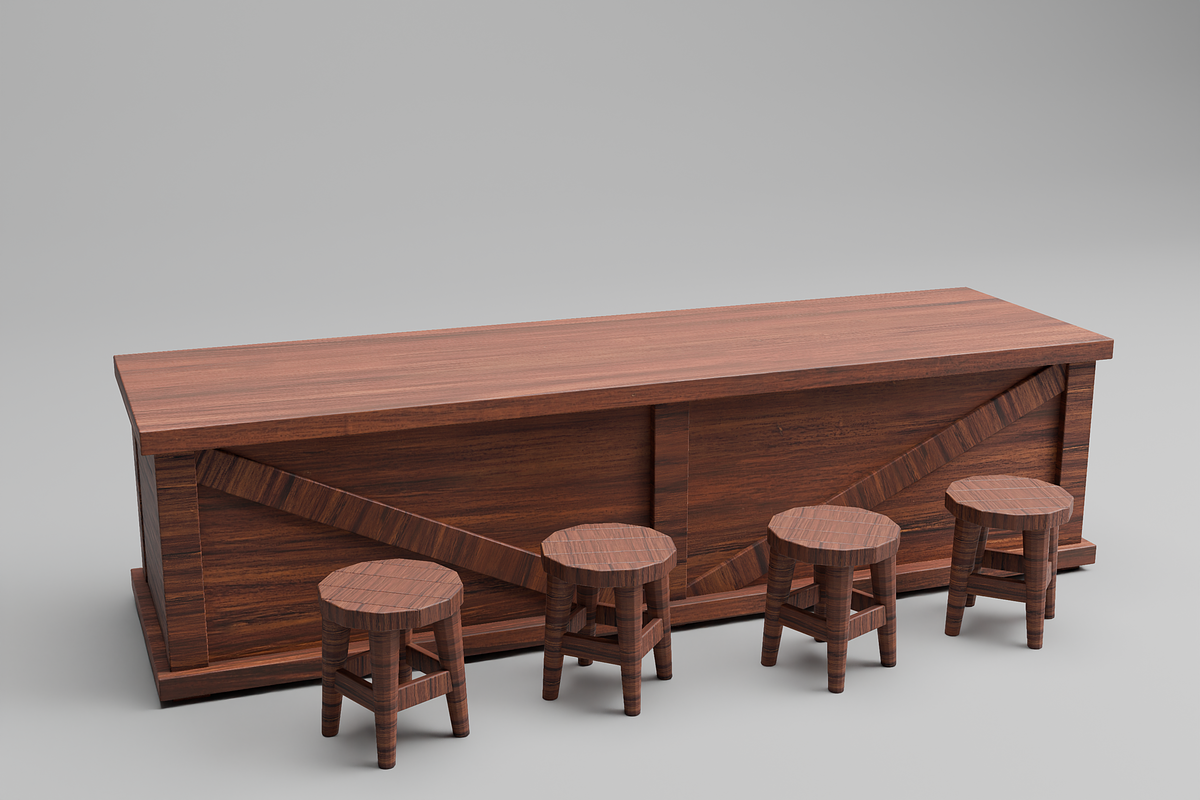 3D Wooden Tavern Bar Counter, a Furniture 3D Model by Dudukbersama (Photo 1 of 2)