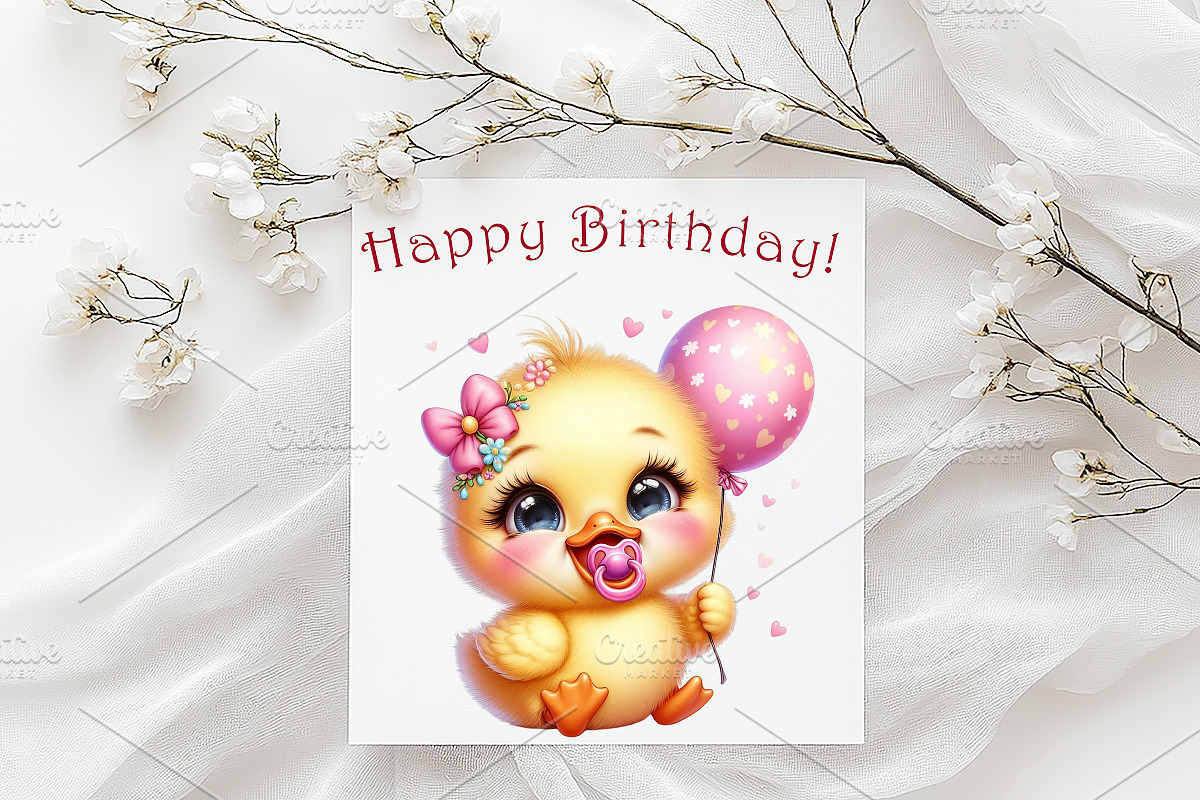 Cute Duckling Girl Clipart., an Animal Illustration by GalaDesign03 (Photo 6 of 7)