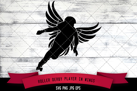 Roller Derby Player in Wings Vector