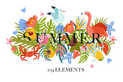 Summer time, Tropical clipart, a Decorative Illustration by Usis (Thumbnail 1 of 13)