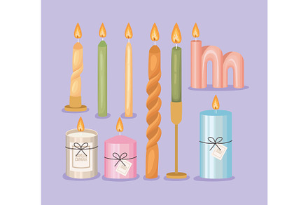 candle icons set, an Object Illustration by studiogstock
