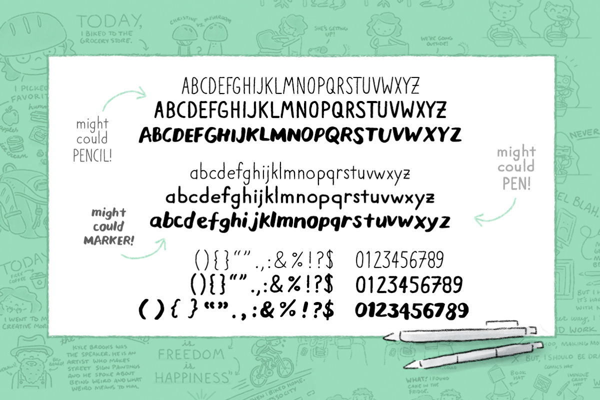 Might Could Drawing Tools Font Trio preview 2