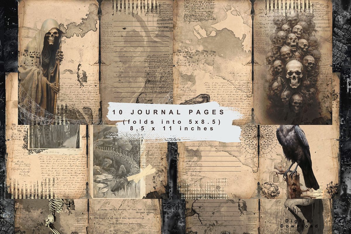 Gothic junk Journal printable Kit, a Decorative Illustration by meribela (Photo 4 of 8)