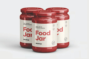 Three Clear Glass Food Jars Mockup, a Packaging Mockup by DesignRushMarket