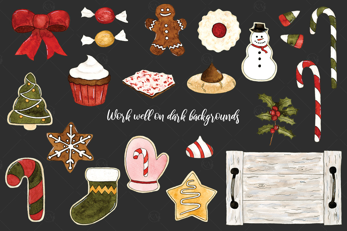 Christmas Treats Watercolor Graphics, an Illustration by Kileen Nicole Art (Photo 4 of 5)